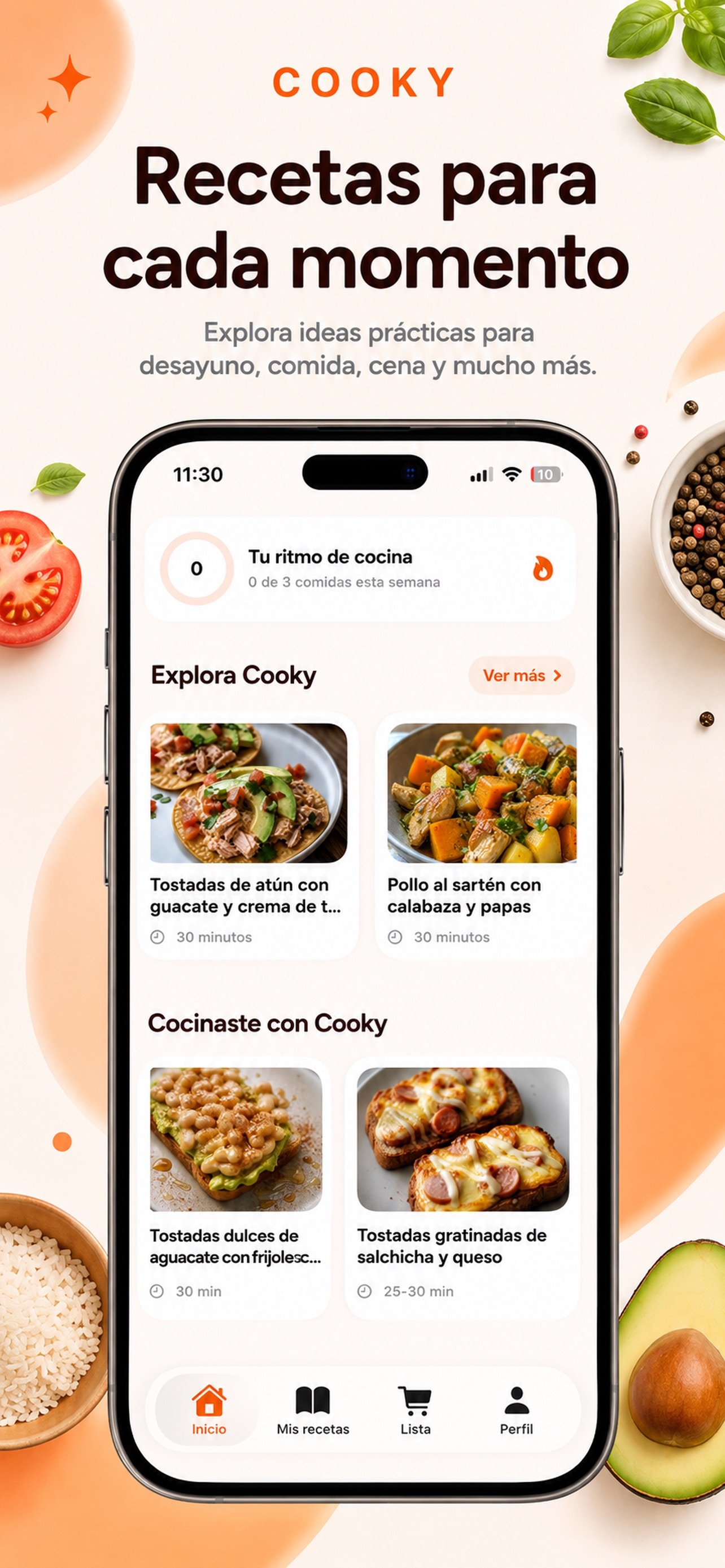 Exploración de recetas dentro de Cooky