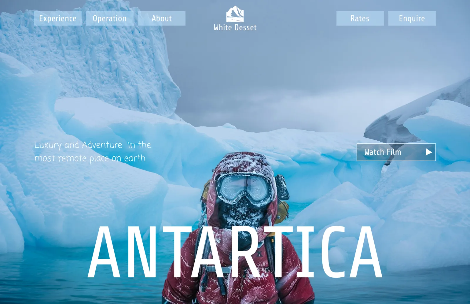 Diseño de portada para una marca de expediciones de lujo a la Antártida